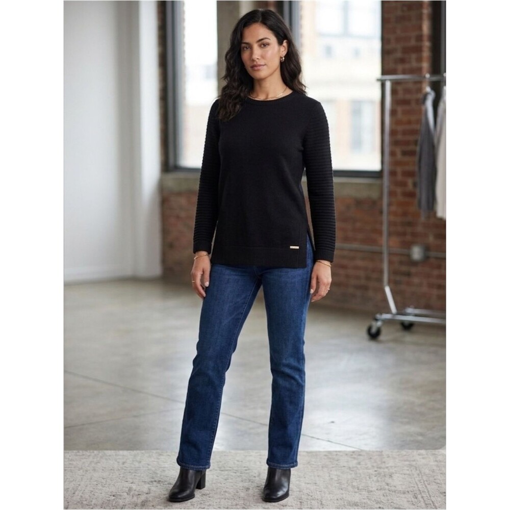 Michael Kors Crew Neck Textured Pullover with Logo Tag